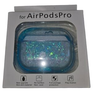 Apple Blue & Circle Glitter Liquid Movement AirpodPro Case Protector